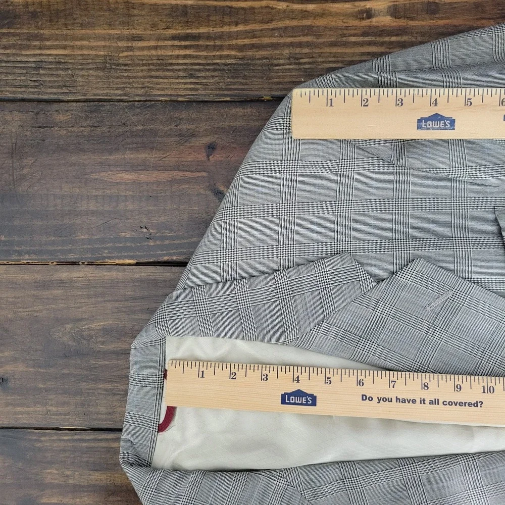Hart Schaffner Marx Men's Sport Coat Two Button Gray‎ Plaid Worsted Wool 42L